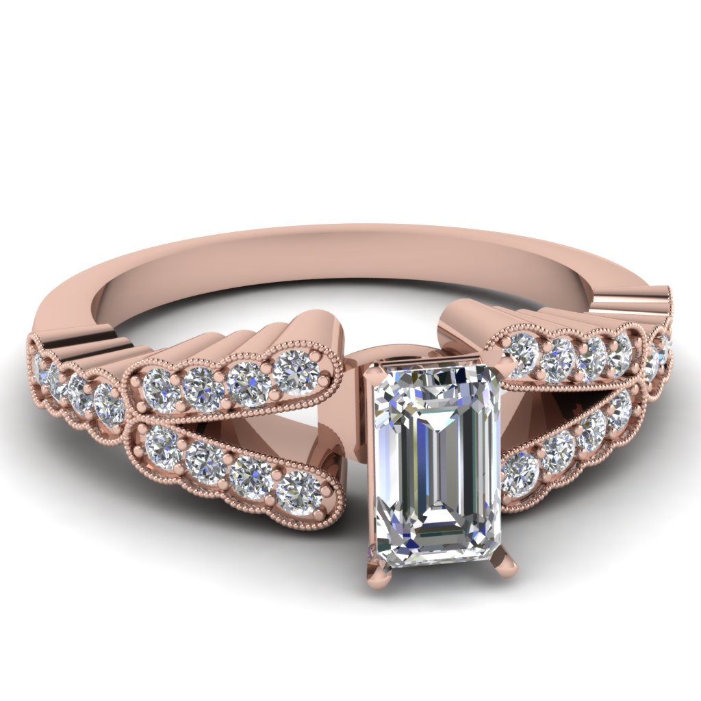 Split Shank Unique Rose Gold Diamond Ring
