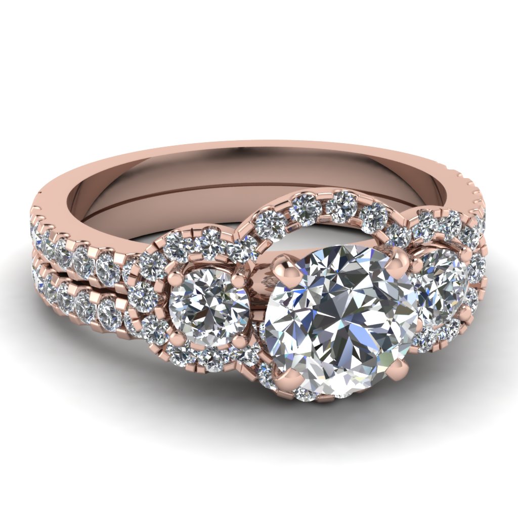 rose-gold-round-white-diamond-engagement-wedding-ring-in-pave-set ...