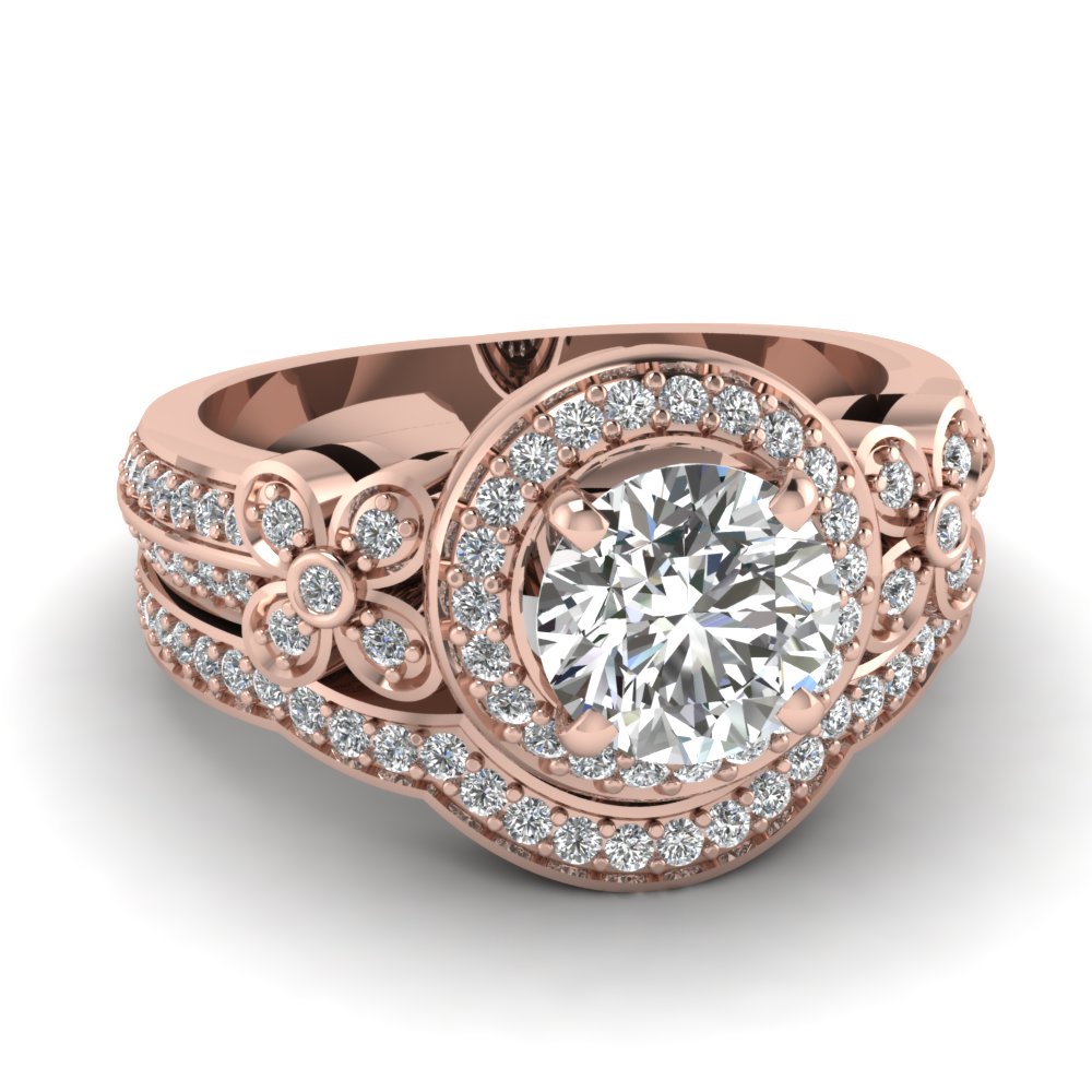 rose-gold-round-white-diamond-engagement-wedding-ring-in-pave-set ...