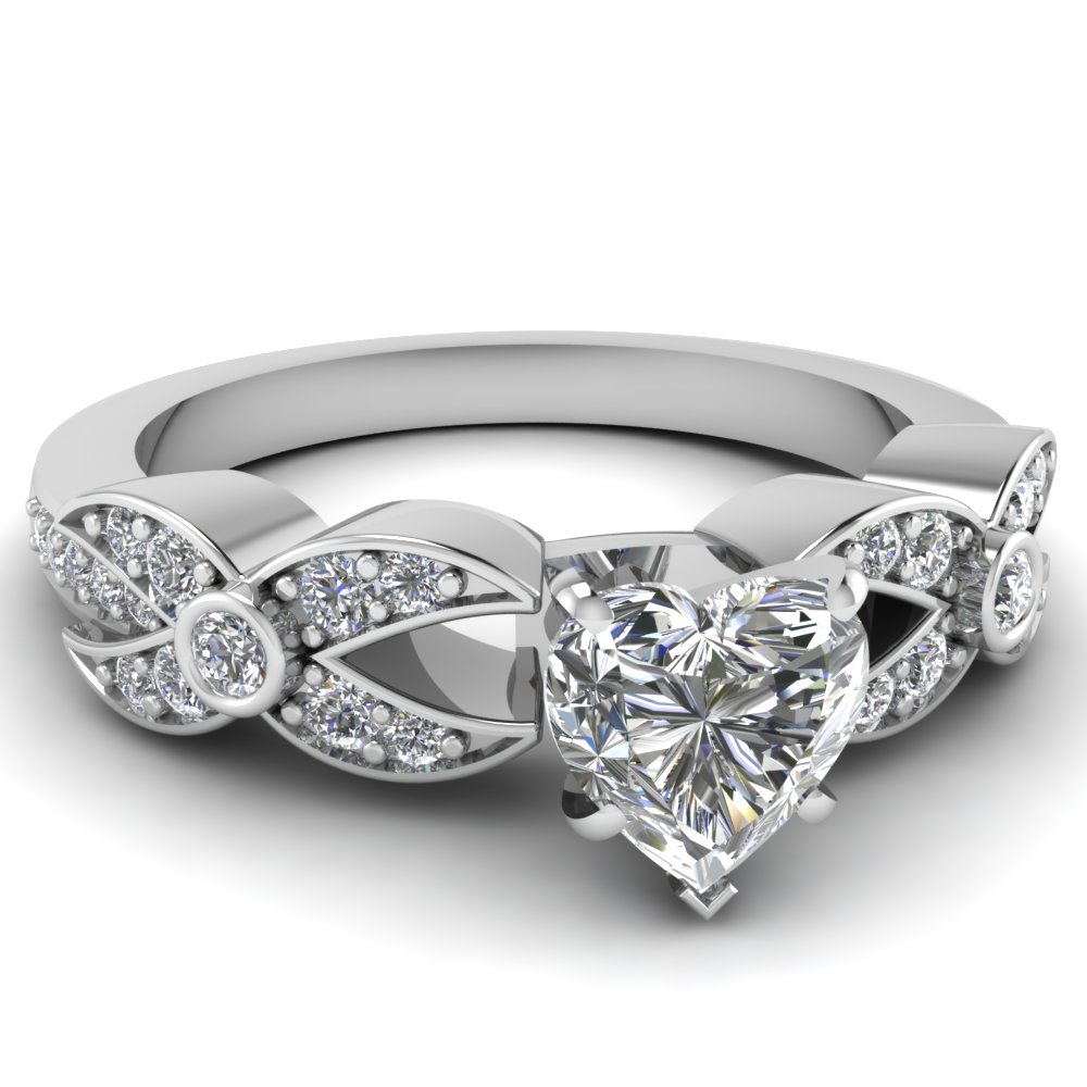heart shaped engagement ring wedding set