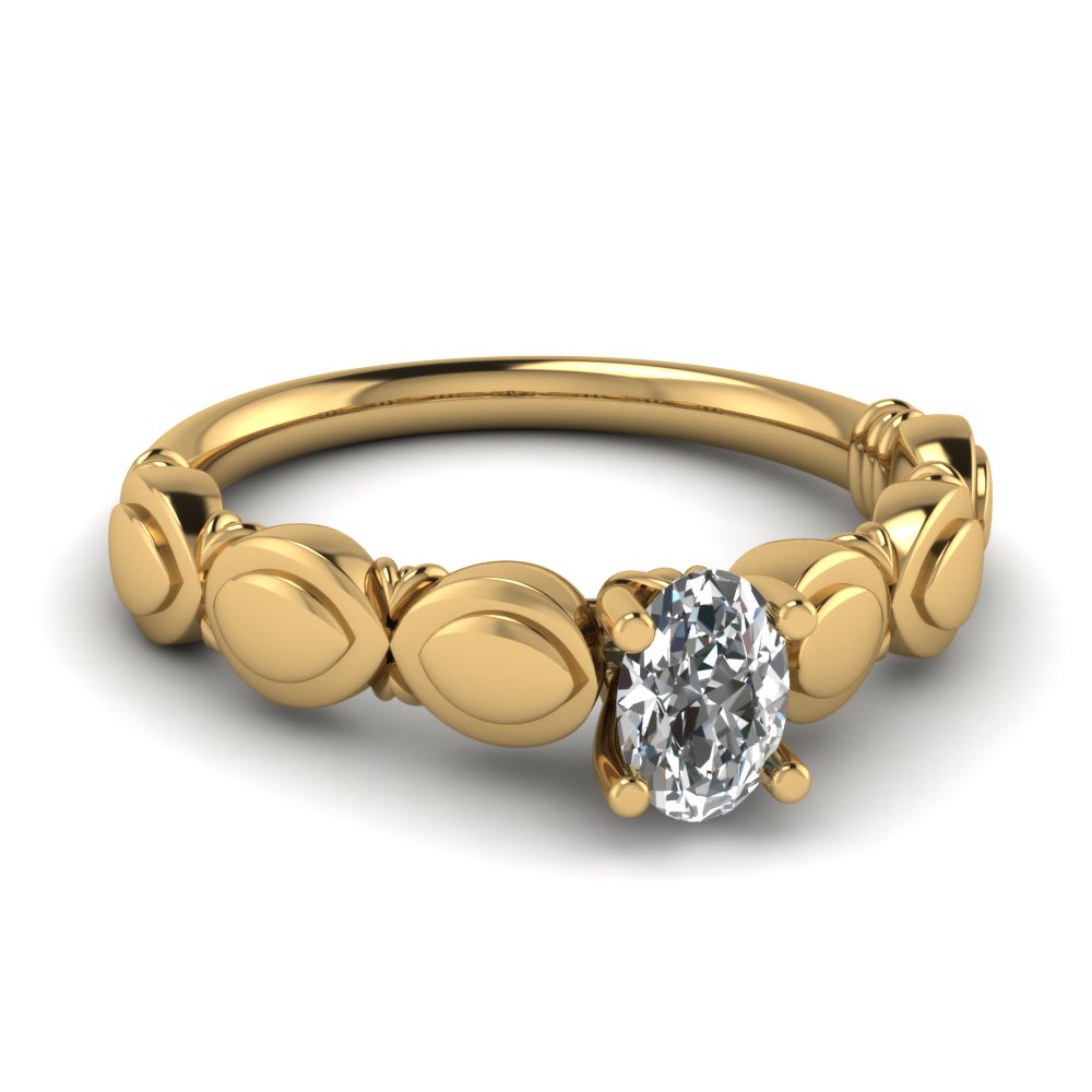 Yellow Gold Unique Solitaire Diamond Ring