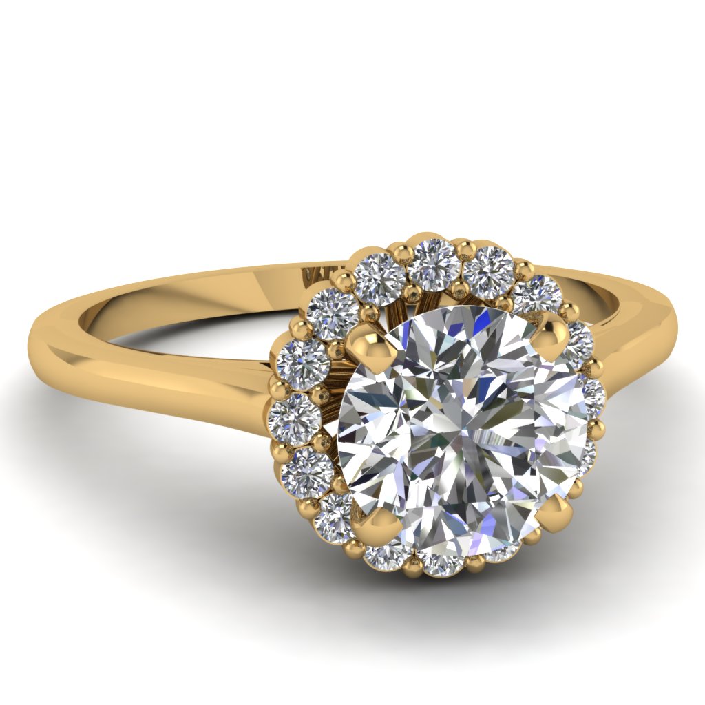 yellow-gold-round-white-diamond-engagement-wedding-ring-in-pave-set ...